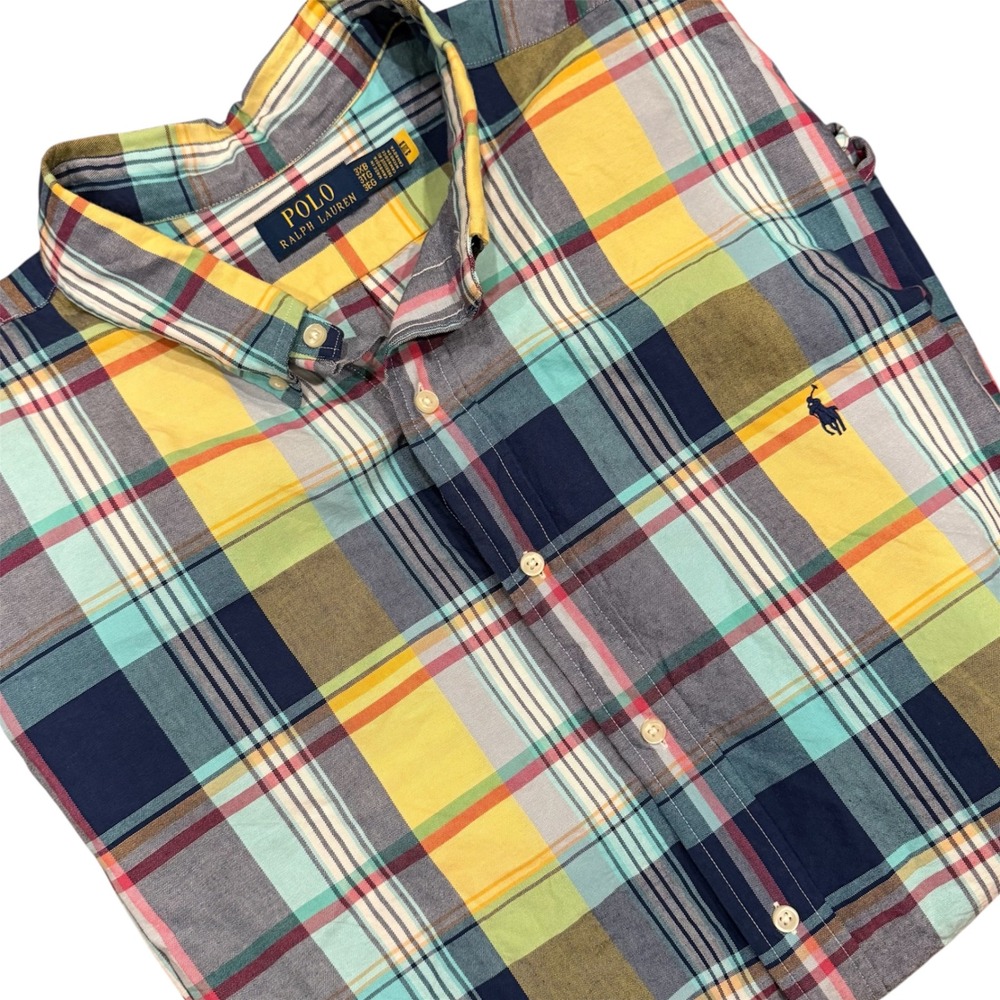 Polo Ralph Lauren Mens Big Tall 3XB 3TG Short Sleeve Plaid Button Down Shirt